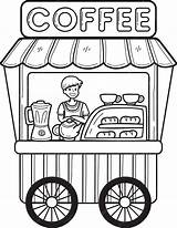 Premium Vector  Hand Drawn Street food cart With Coffee Illustration sketch template