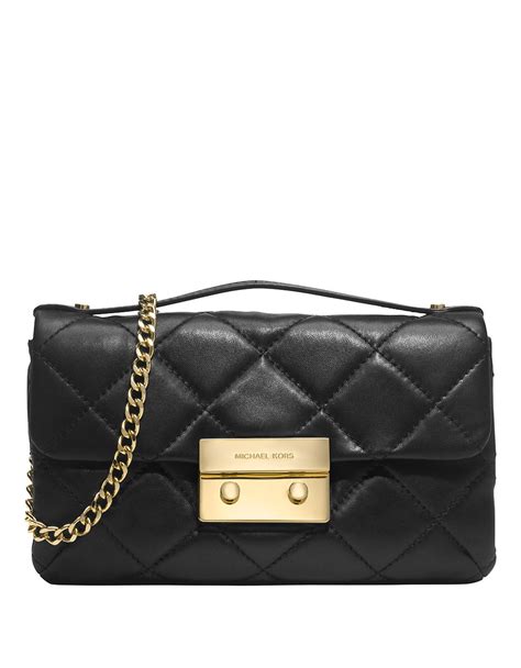 Michael michael kors Sloan Quilted Leather Messenger Bag in Black | Lyst