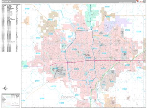 Wichita Kansas Wall Map (Premium Style) by MarketMAPS