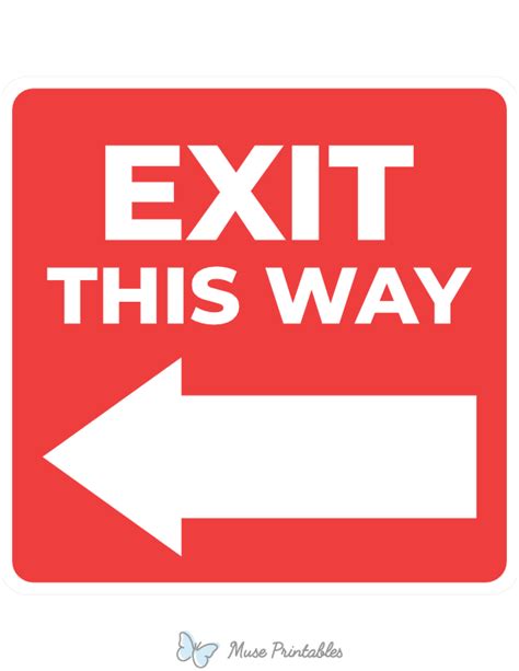 Printable Exit This Way Left Arrow Sign