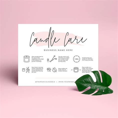 Editable Candle Care Card Printable Candle Care Template - Etsy | Candle printable, Mini candles ...