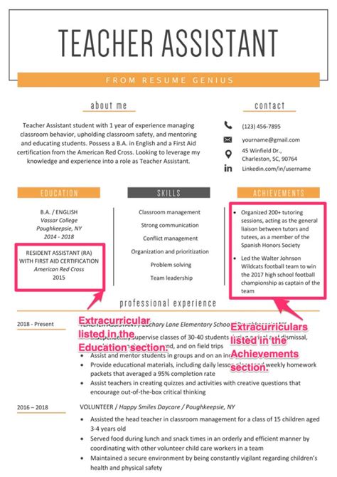 Extracurriculars On a Resume | 8 Examples + Tips | Resume Genius ...