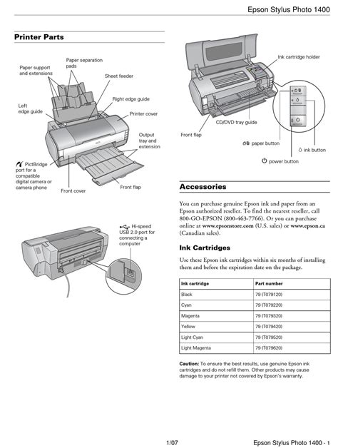 EPSON STYLUS PHOTO 1400 PRINTER REFERENCE MANUAL | ManualsLib