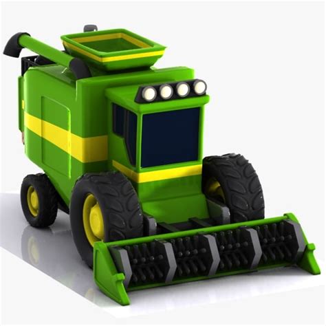 cartoon combine harvester 3d model