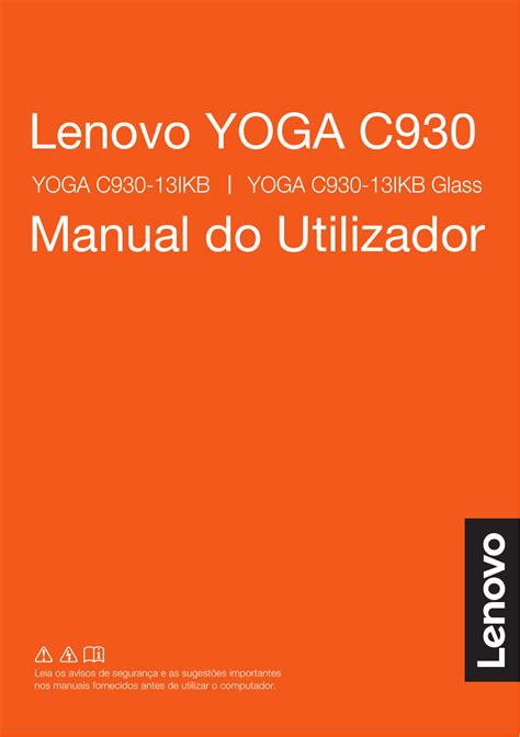 Lenovo YOGA C930 13IKB UG PO Manual Do Utilizador Laptop (Lenovo) Type 81C4 Yogac930 13ikbglass ...