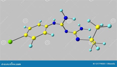 Proguanil Molecular Structure Isolated On White Royalty-Free Cartoon | CartoonDealer.com #121779014