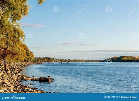 Landscape. Blue Water of Danube River Stock Image - Image of spring, vacation: 299474397