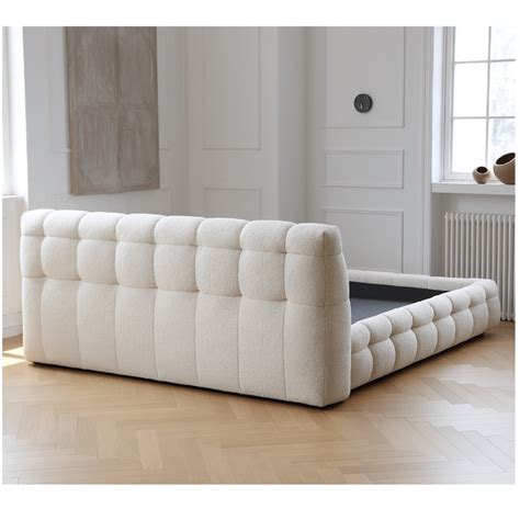 Addie White Boucle Minimalist Modern Bed Frame King Size– CASASPACE