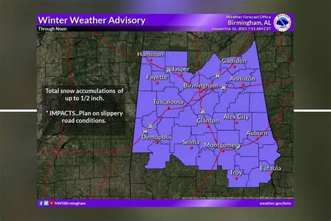 Snow Arrives in Alabama, Winter Weather Advisory Issued