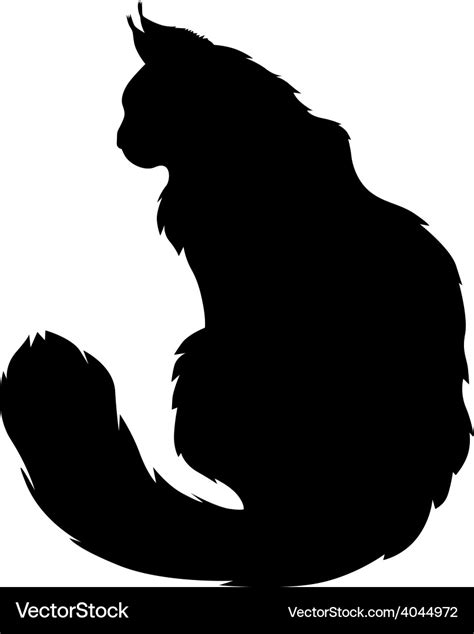 Fluffy Cat Silhouette Clip Art