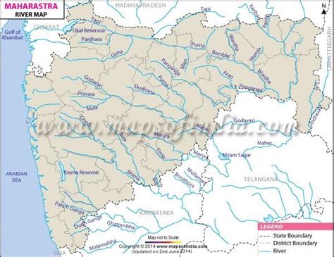 Find Rivers Map of Maharashtra. Map highlights locations of all the ...