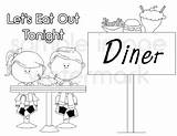 50s Diner Lets Eat Out Tonight Coloring Page By MarloDee Designs sketch template