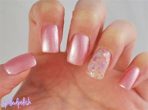 spilledpolish: Pale Pink Pearl Nails with Dawn's Glimmer Accent Nail