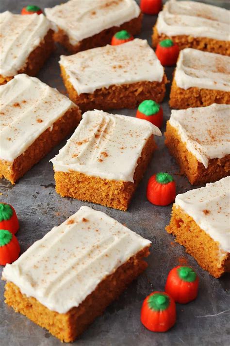 This is a Libby's pumpkin bars recipe with homemade melt-in-your-mouth cream cheese frosting ...