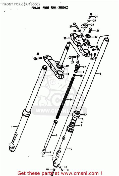 Suzuki RM100 1977 (B) USA (E03) FRONT FORK (RM100C) - buy original FRONT FORK (RM100C) spares online