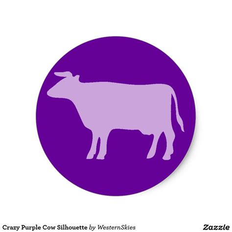 Crazy Purple Cow Silhouette Classic Round Sticker | Zazzle.com | Purple ...