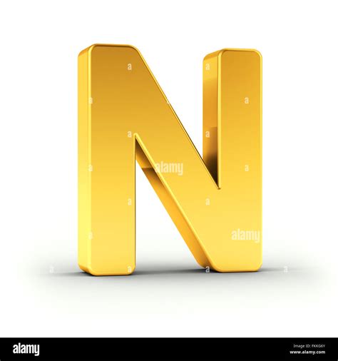 The Letter N as a polished golden object Stock Photo - Alamy