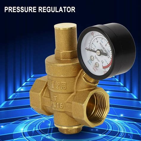 LYUMO DN20 Brass Adjustable Water Pressure Regulator Reducer with Gauge Meter, Water Pressure ...