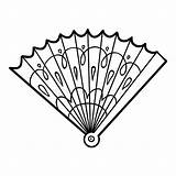 Hand Fan Coloring Page sketch template