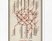 Items similar to Large illustration print 11.70 x 16.50 (A3). Moscow Metro Map. (B&R). (Special ...