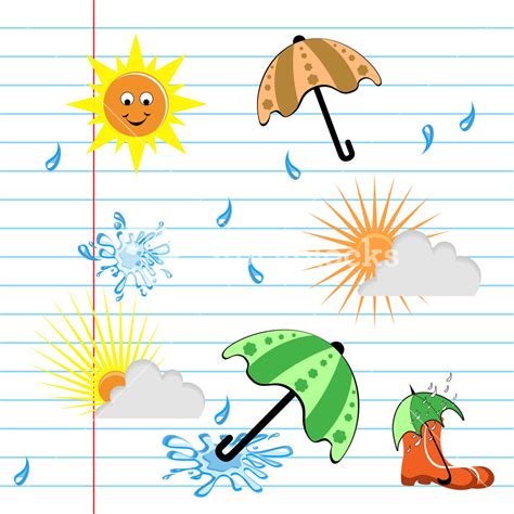 Set Of Weather Symbols Sketch. Vector Illustration Of Weather Icons ...