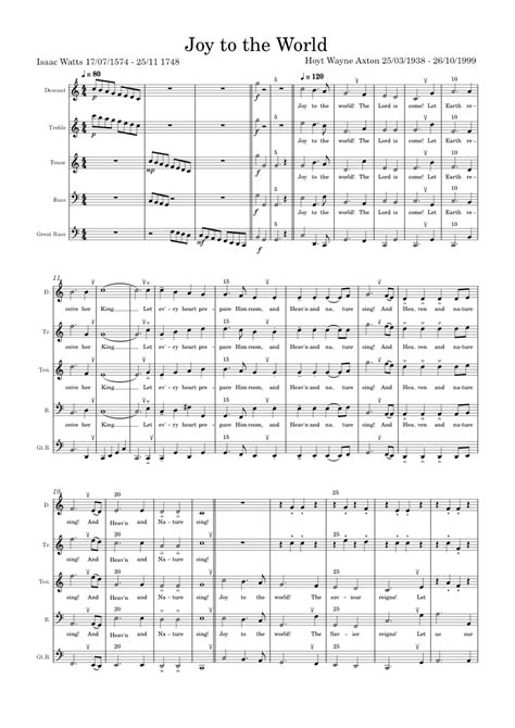 Joy to the World – arranged by Lowell Mason lyrics added by Hoyt Wayne Aston Sheet music for ...