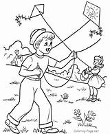 Printable Coloring Pages Kids Flying Kites sketch template