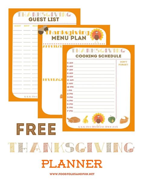 Thanksgiving Planner - 5 FREE Printables! • Food Folks and Fun ...