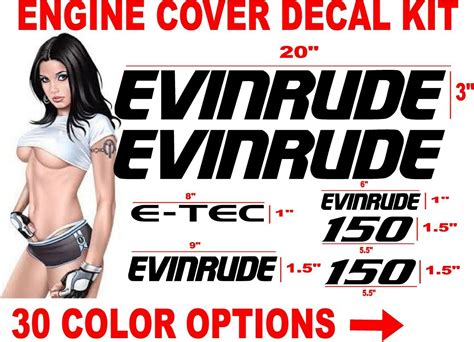 EVINRUDE DECALS ENGINE COVER STICKERS OUTBOARD KIT 30 COLOR OPTIONS | eBay