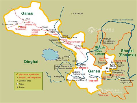 Gansu Tourist Map, China Gansu Tourist Map - Gansu Travel Guide