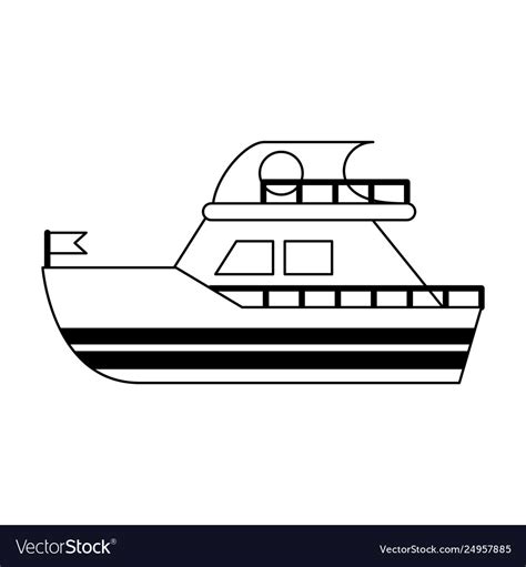 Yatch boat vehicle isolated black and white Vector Image