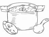 Soup Coloring Pot Stew Pages Stone Bowl Printable Drawing Template  sketch template