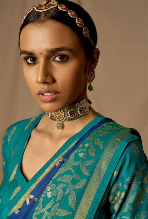 Beautiful Soft Silk Blue Colour Saree With Green Border Design