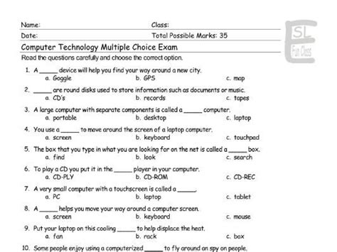 Computer Technology Multiple Choice Exam | Teaching Resources