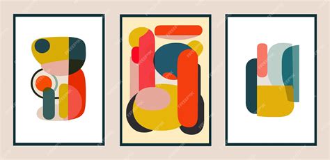 Premium Vector | Set of abstract contemporary art posters with primitive shapes Vector illustration