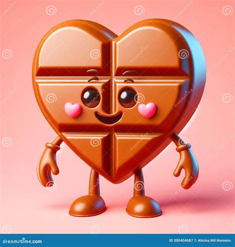 Funny Cartoon of Heart-shaped Chocolate Candy. Concept of Love and ...