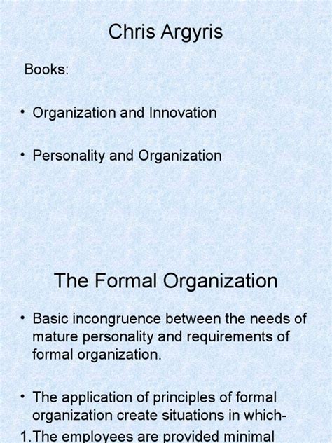 Chris Argyris: Books: - Organization and Innovation - Personality and ...