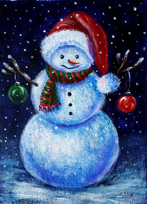 Snowman Painting | Christmas canvas art, Snowman painting, Christmas ...