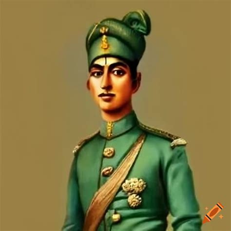 Illustration of an indian staff-sergeant from colonial times on Craiyon