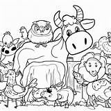 Fazenda Animais Colorare Fattoria Animali Bambini Muitos Fazendeiro  sketch template