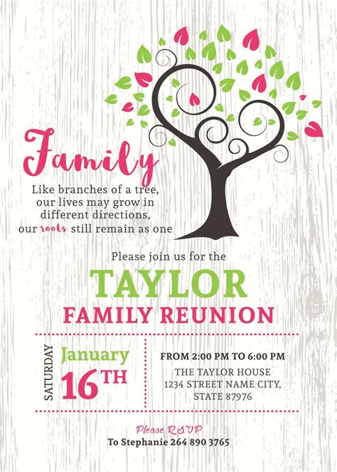 Family Reunion Invitation Family Tree Invitation Reunion Invitation Family Party Reunion ...