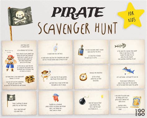 Pirate Scavenger Hunt for Kids Pirate Birthday Treasure Hunt - Etsy UK ...