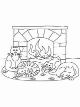 Fireplace coloring pages sketch template