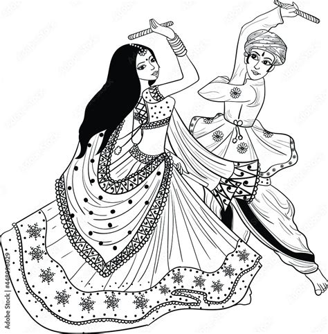 Illustration Of A Girl Playing Garba And Dandiya In Navratri Posters | Hot Sex Picture