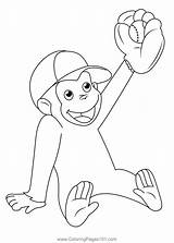 Curious George Playing Baseball Coloring Page For Kids  Free sketch template