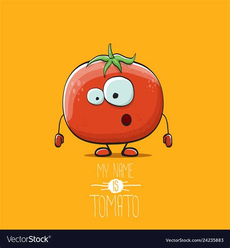 Funny cartoon cute red tomato character Royalty Free Vector