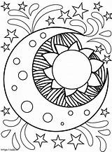 Printable Sun And Moon Coloring Page sketch template