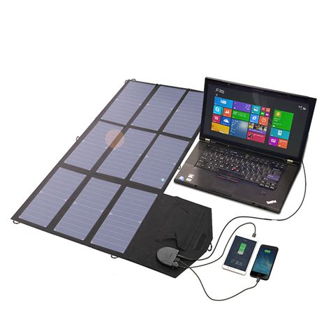 ALLPOWERS 18V 60W Camping Solar Panel Foldable Dual-Charging Port Solar Charger Solar Battery ...