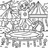 Circus Child And Trampoline Coloring Page For Kids 34328748 Vector Art  sketch template