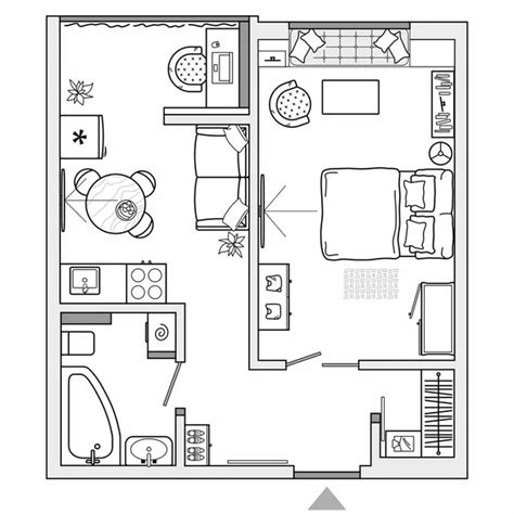 Small Studio Flat Floor Plan - img-befuddle